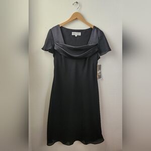 Vintage Donna Ricco New York Women's Dress Flutter Sleeve 90s Black Size‎ 14 NWT